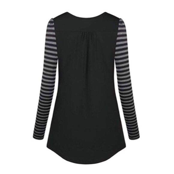 V-Neck Henley Striped Sleeves S/L/XL - Picture 5 of 10